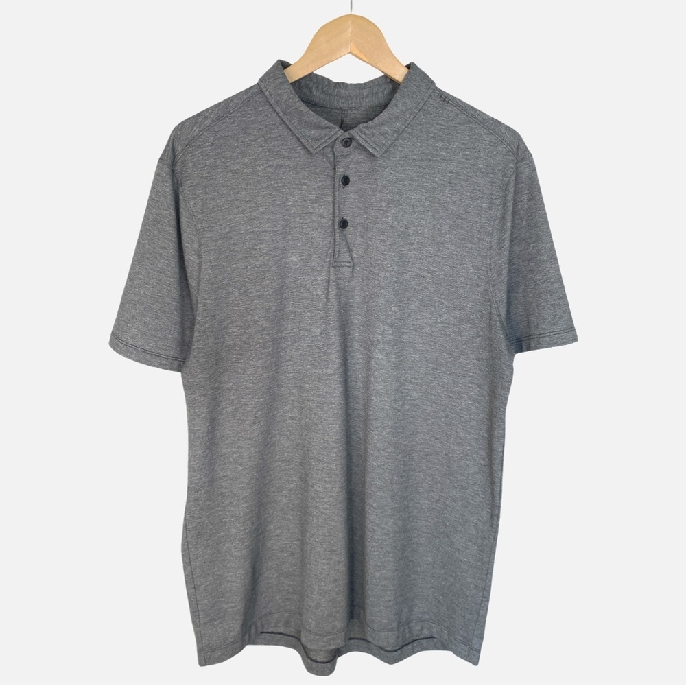 LULULEMON Quick Dry Short Sleeve Golf Polo Shirt - Heathered Gray - Size L